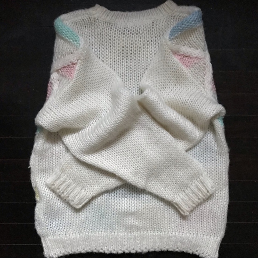 VIVA L.A. 90s Era Knitted Geometric Pastels Pull Over Grandmacore  Sweater - Picture 2 of 7
